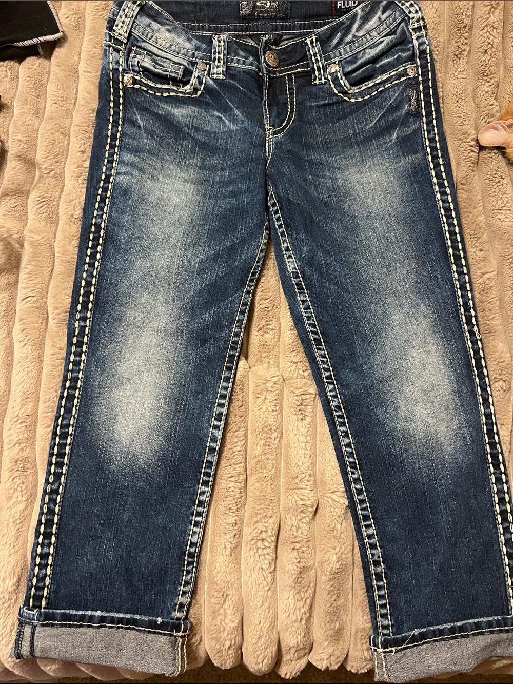 Silver Jeans Women's Washed Blue Straight Leg Jeans